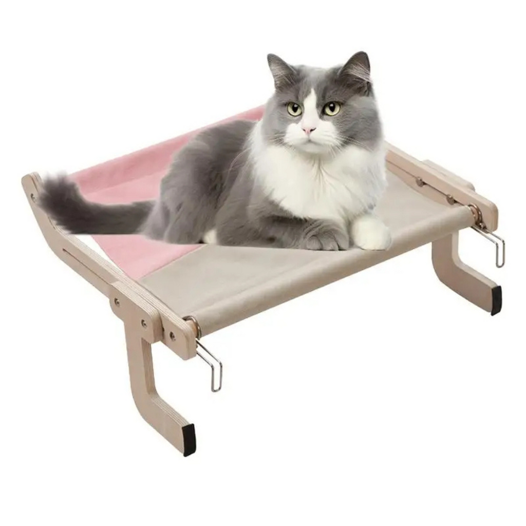 Cama Suspensa Rede Para Gatos -  Montagem em Madeira