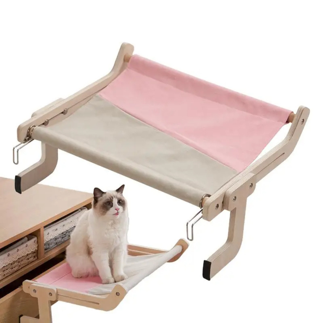 Cama Suspensa Rede Para Gatos -  Montagem em Madeira