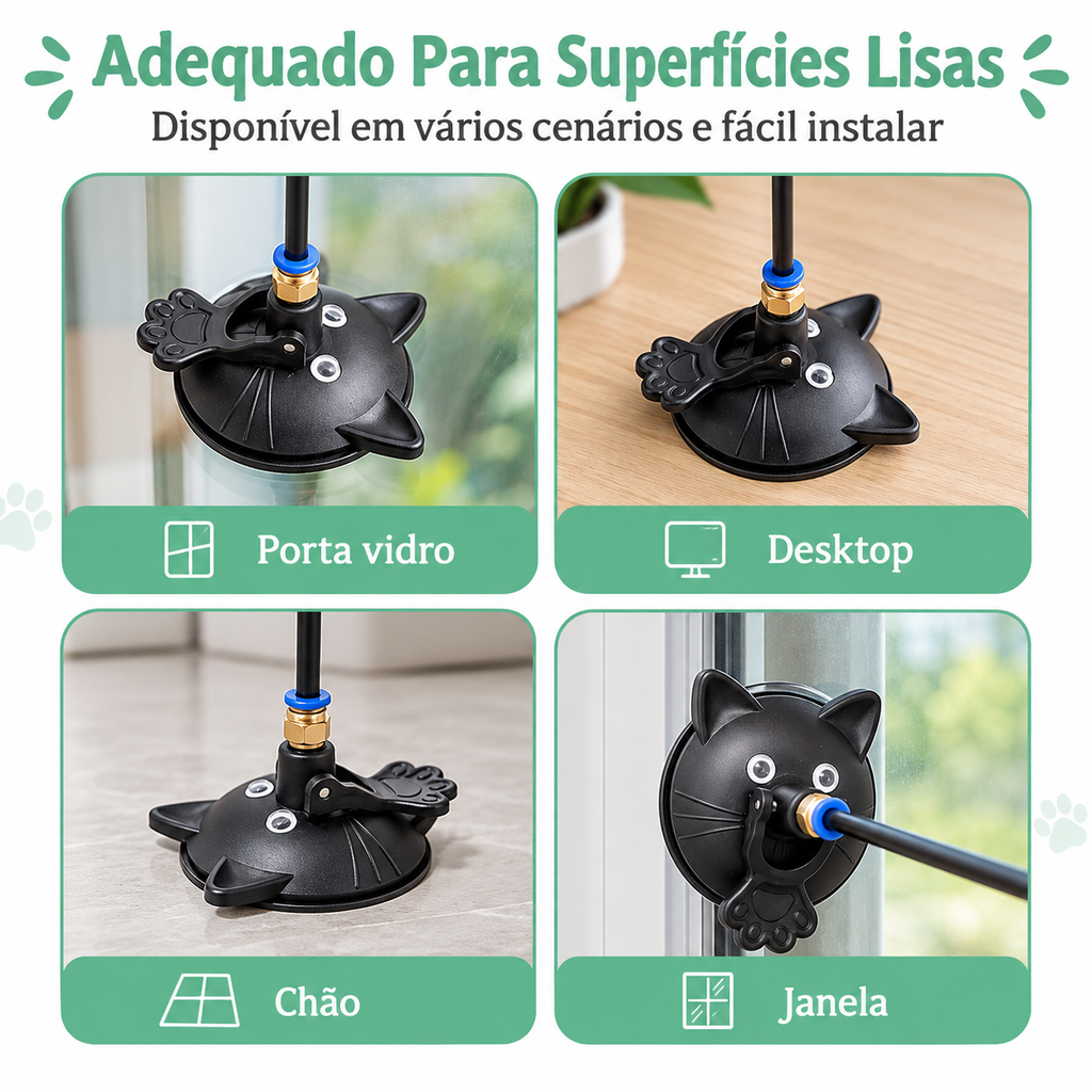 Brinquedo Interativo para Gatos com Varinha de Penas, Ventosa e Haste Destacável – Estímulo, Exercício e Diversão para Felinos