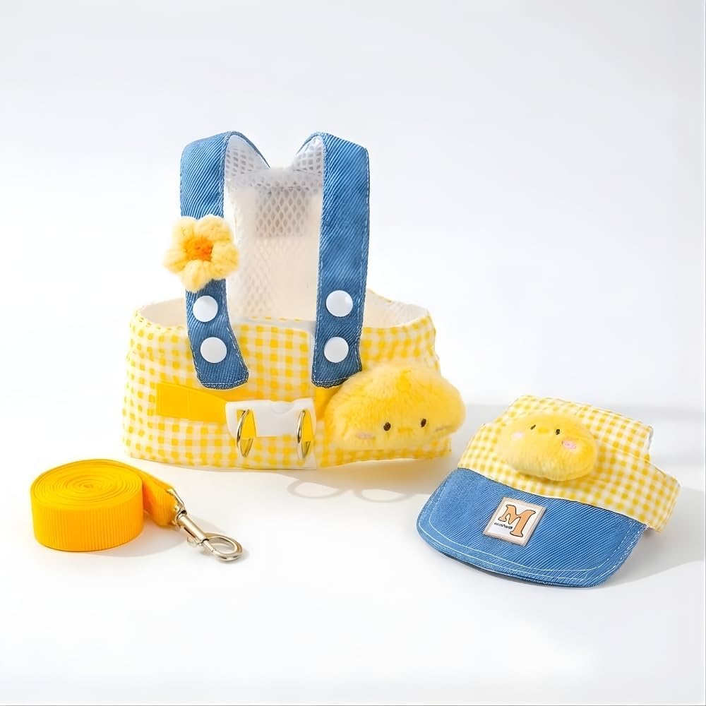 Kit Peitoral com Guia e  Boné para Passeios para Cães e Gatos
