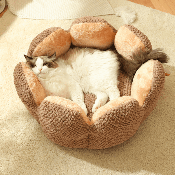 Cama Puff Pet Florzinha™  - Ultra Macia Para Gatos + BRINDE:  Bolinha Interativa Inteligente