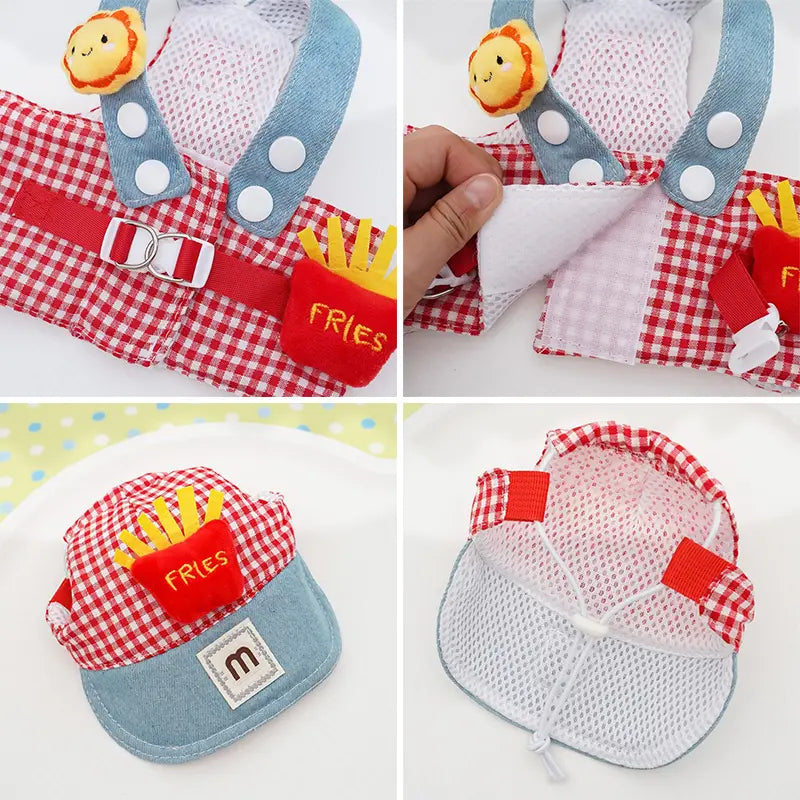 Kit Peitoral com Guia e  Boné para Passeios para Cães e Gatos