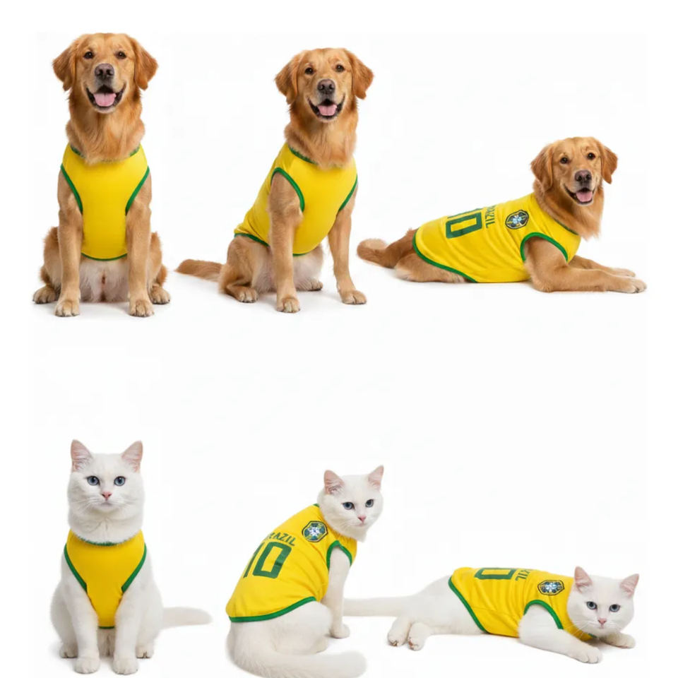 Roupinha Copa do Mundo Brasil - TorcidaPet com Número para Pets - imagem 1