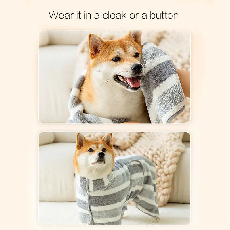 Toalha Roupão Pet de Secagem Rápida em Microfibra – Lupzy™ | Secagem Ultra Absorvente sem Frio