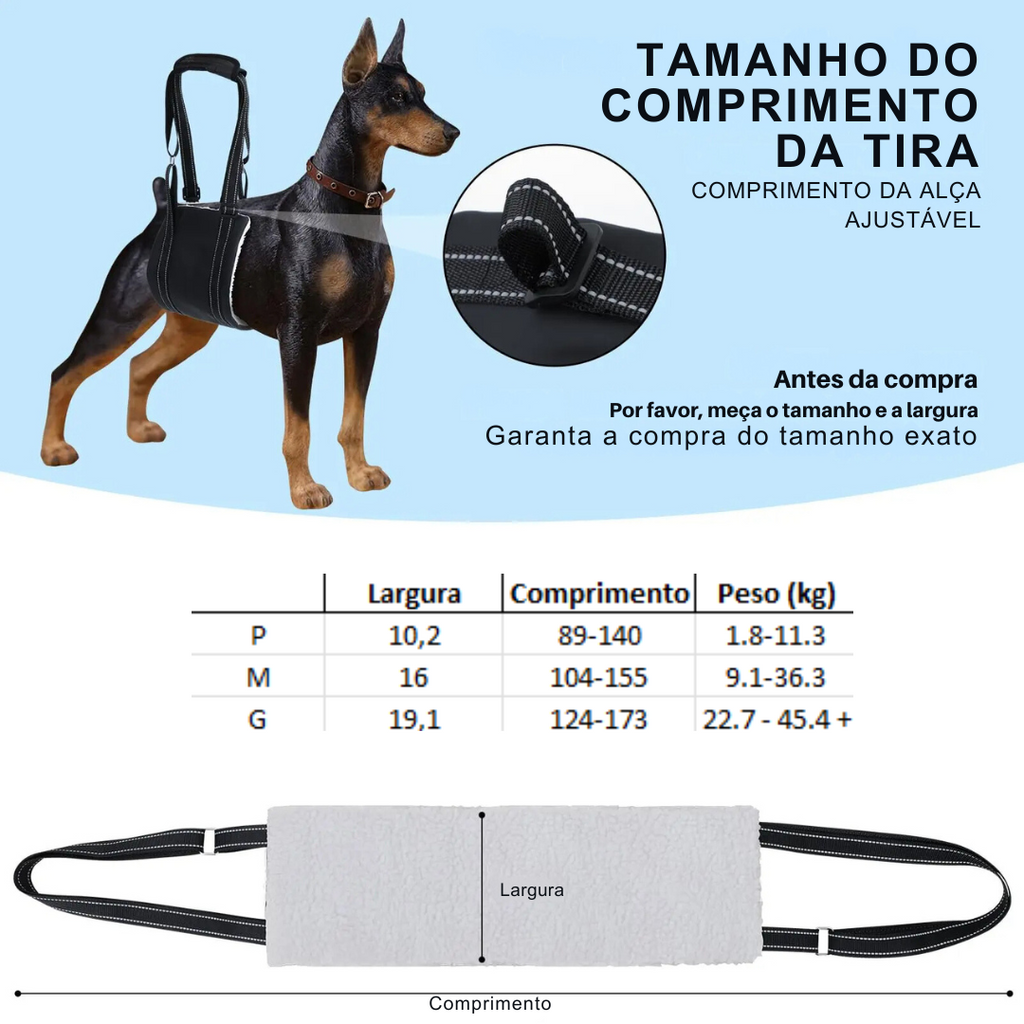 Suporte Sling Apoio para Cachorros com Dificuldade de Caminhar Lesão - Arnês