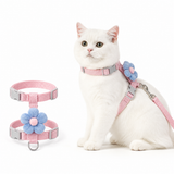 Peitoral Ajustável com Guia Floral para Cães e Gatos Pequenos