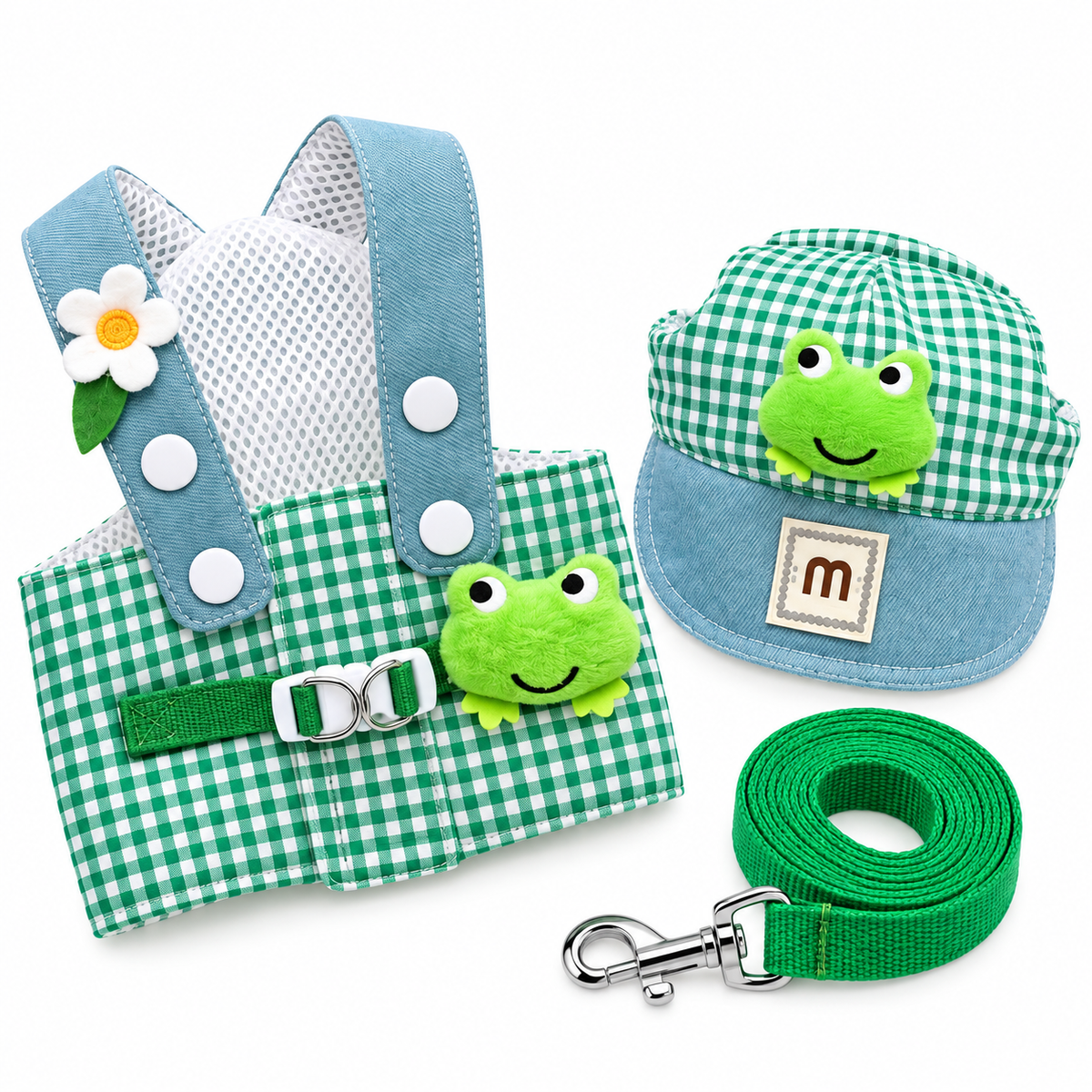 Kit Peitoral com Guia e  Boné para Passeios para Cães e Gatos