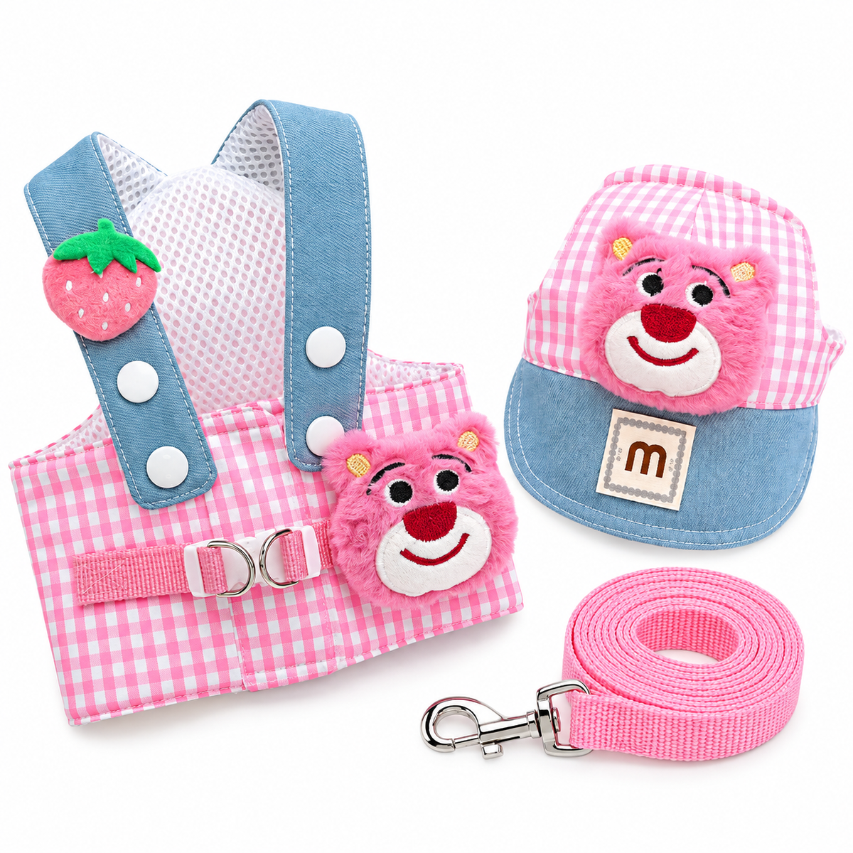 Kit Peitoral com Guia e  Boné para Passeios para Cães e Gatos