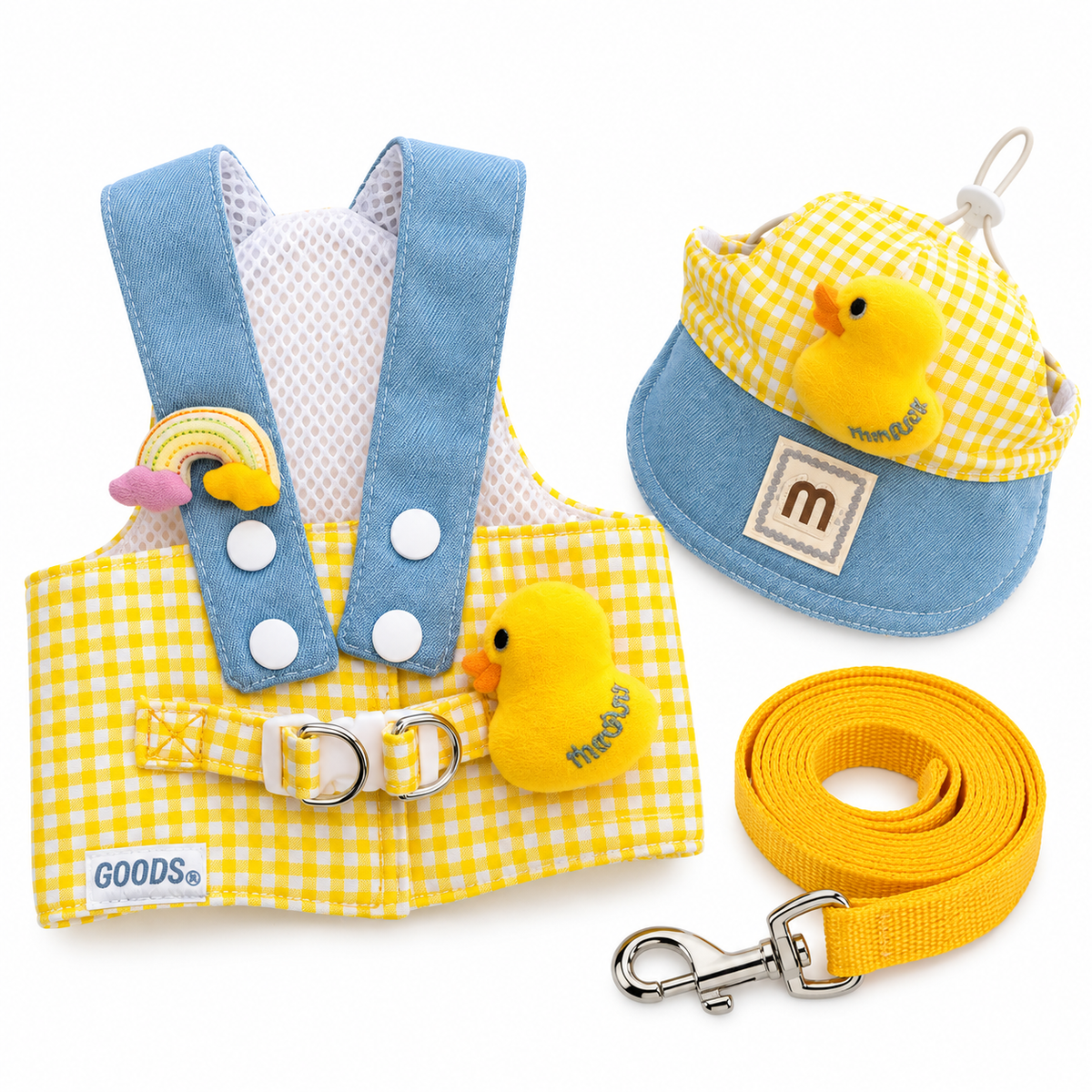 Kit Peitoral com Guia e  Boné para Passeios para Cães e Gatos