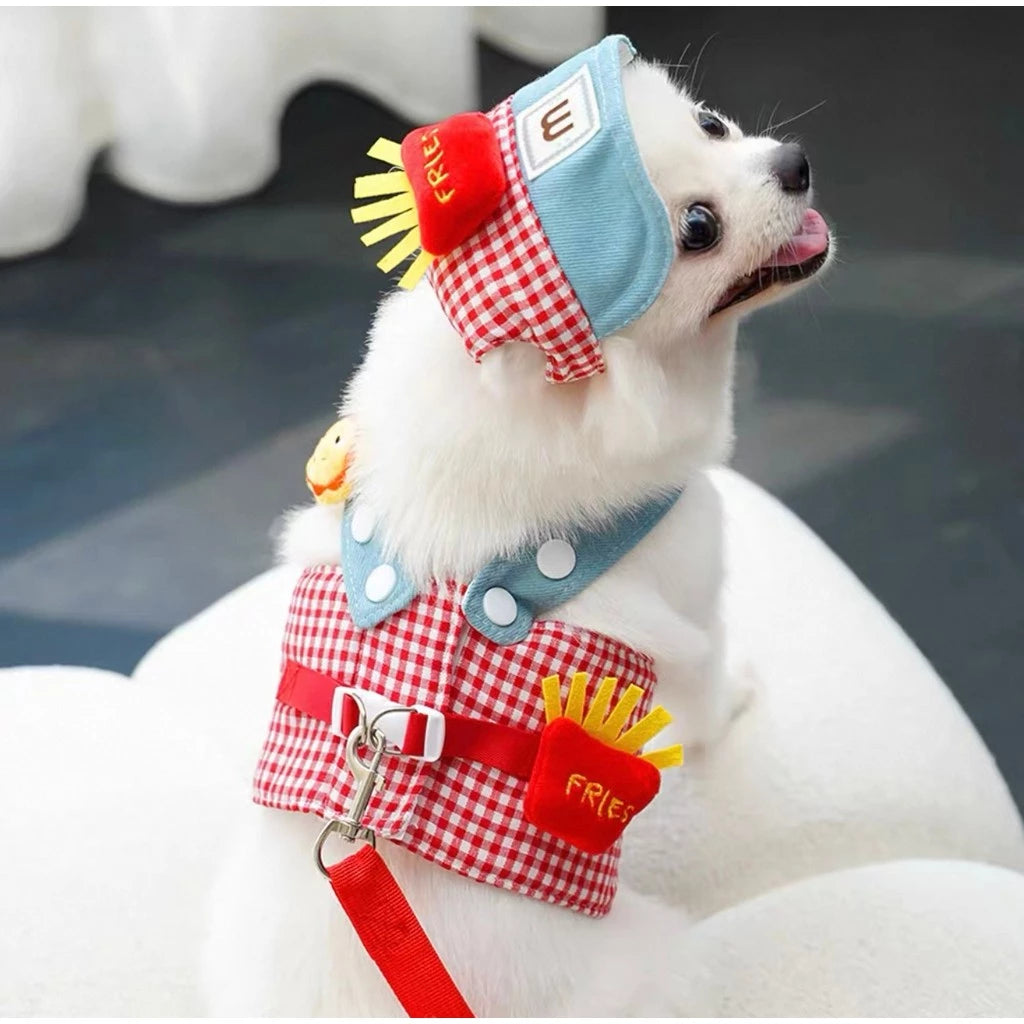 Kit Peitoral com Guia e  Boné para Passeios para Cães e Gatos