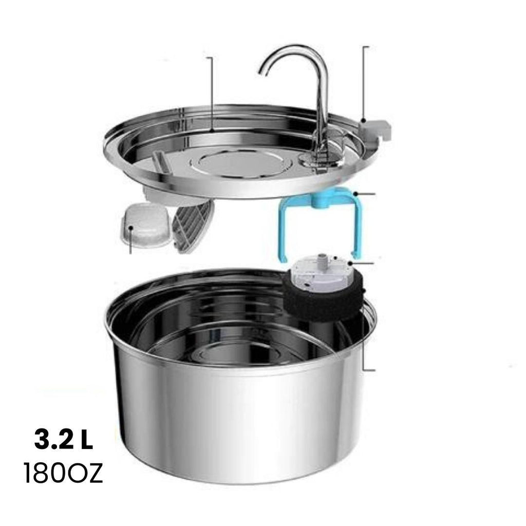 Bebedouro Inoxidável e Fonte com Filtro Tripla Ação 3,2L - Lupzy™