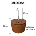 Bebedouro em Cerâmica Sustentável com Filtro de Barro 2,5L para Cachorro e Gato Bivolt HydroClay™