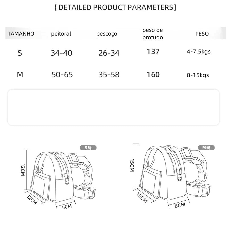 Mochila Pet com Peitoral e Guia Para Animais - Conforto e Praticidade para Passeios