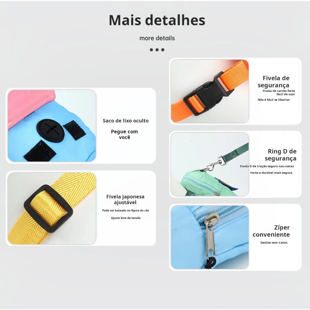 Mochila Pet com Peitoral e Guia Para Animais - Conforto e Praticidade para Passeios