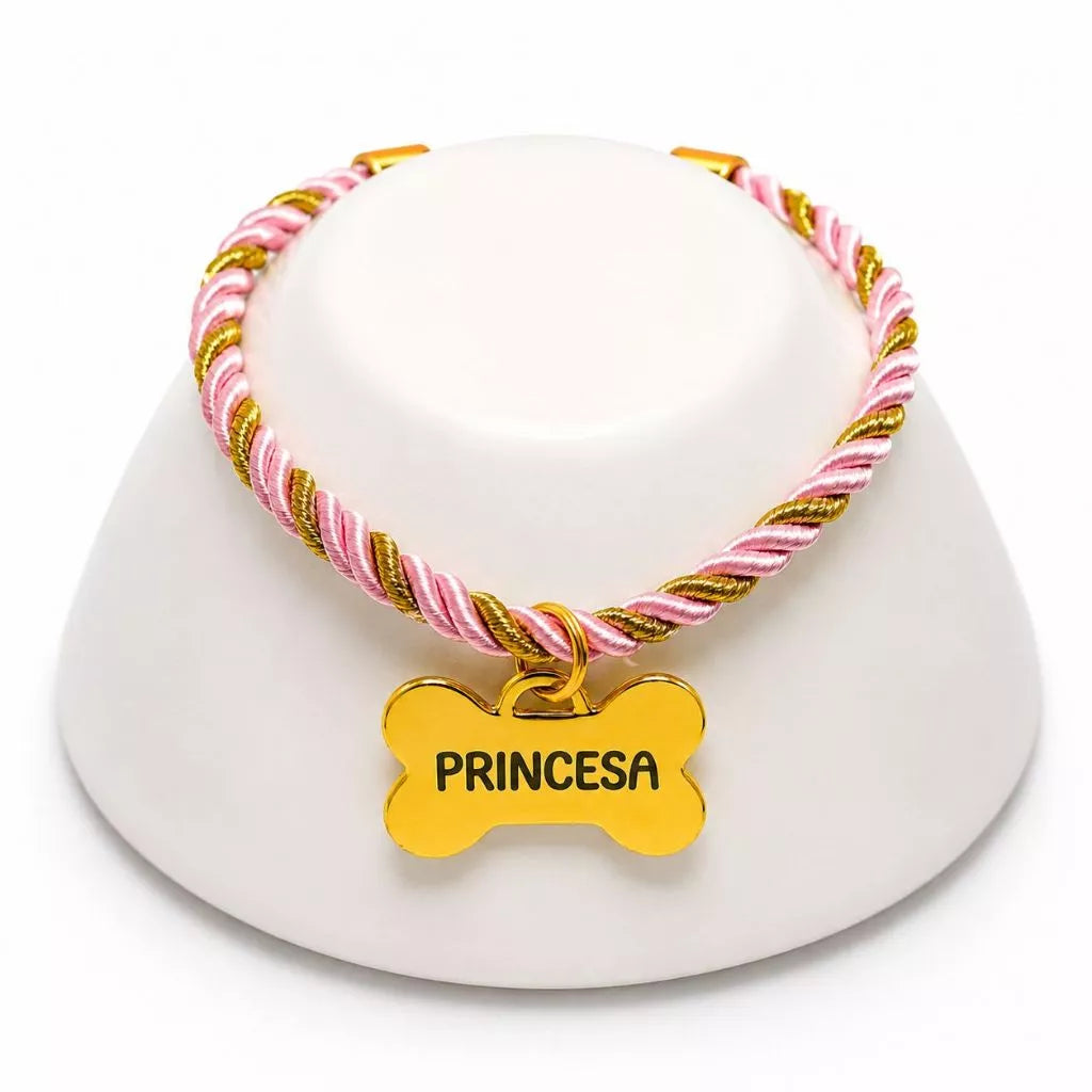 Coleira Personalizada com Plaquinha de Identificação para Cães e Gatos