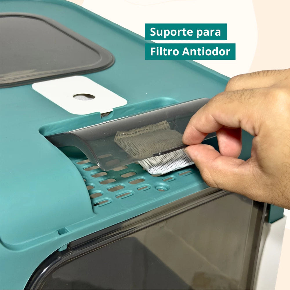 Caixa de Areia Fechada Antiodor com UV Sanitizante e Filtro Carvão para Gato SmartClean