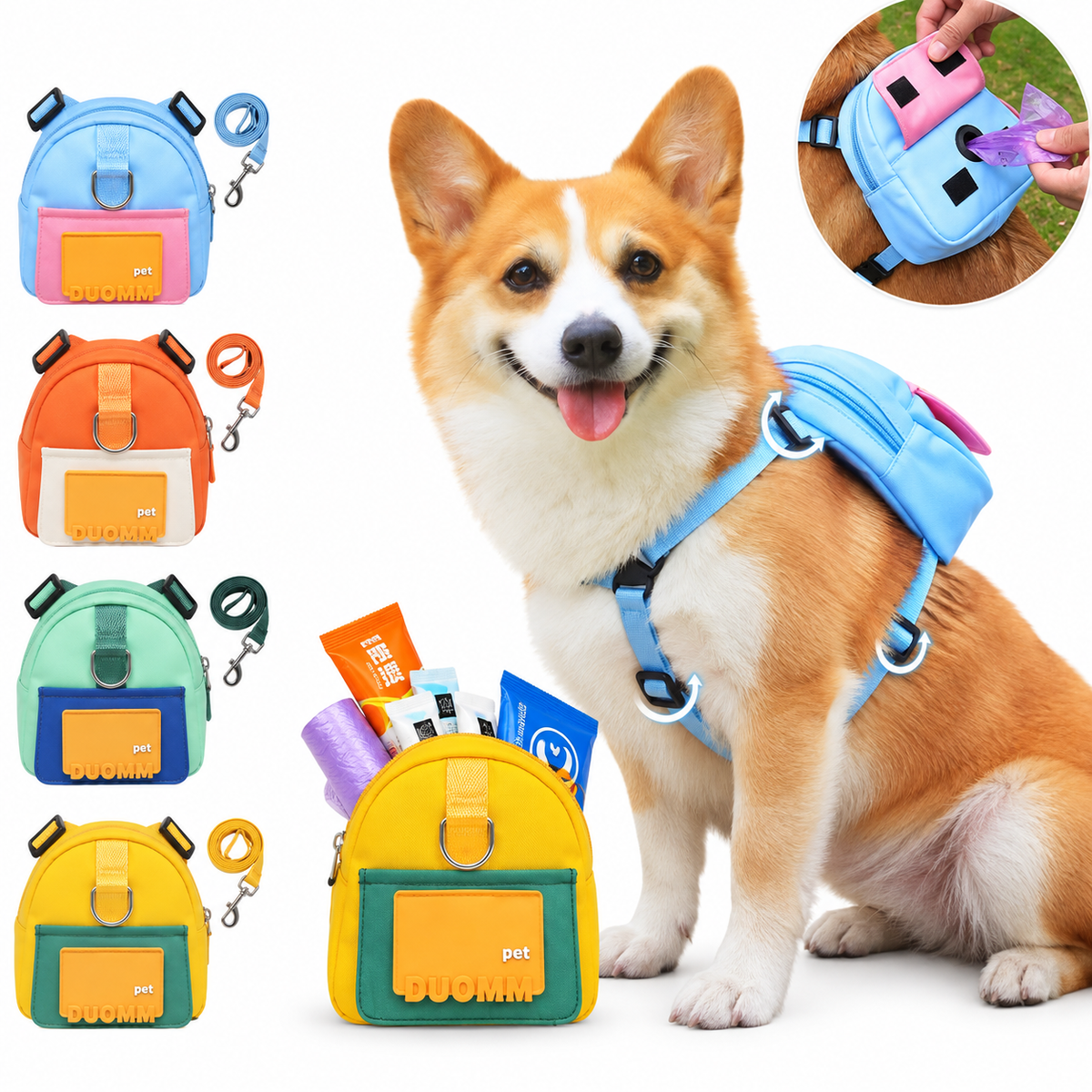 Mochila Pet com Peitoral e Guia Para Animais - Conforto e Praticidade para Passeios
