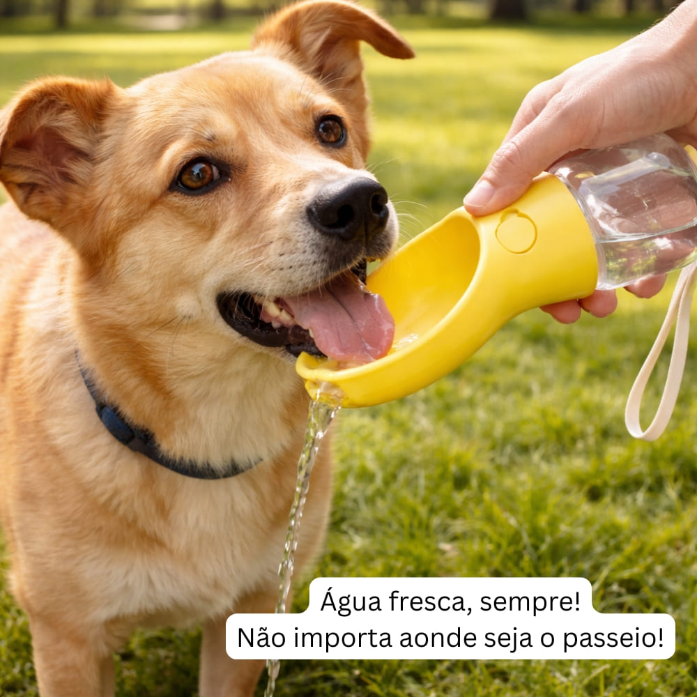 Garrafa de Passeio Pet Portátil 2 em 1 -  Bebedouro e Comedouro