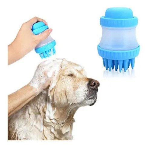 Escovinha Prática de Silicone Porta Shampoo para Pets.