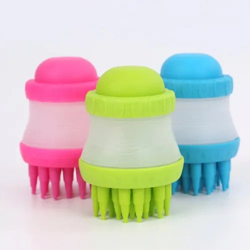 Escovinha Prática de Silicone Porta Shampoo para Pets.