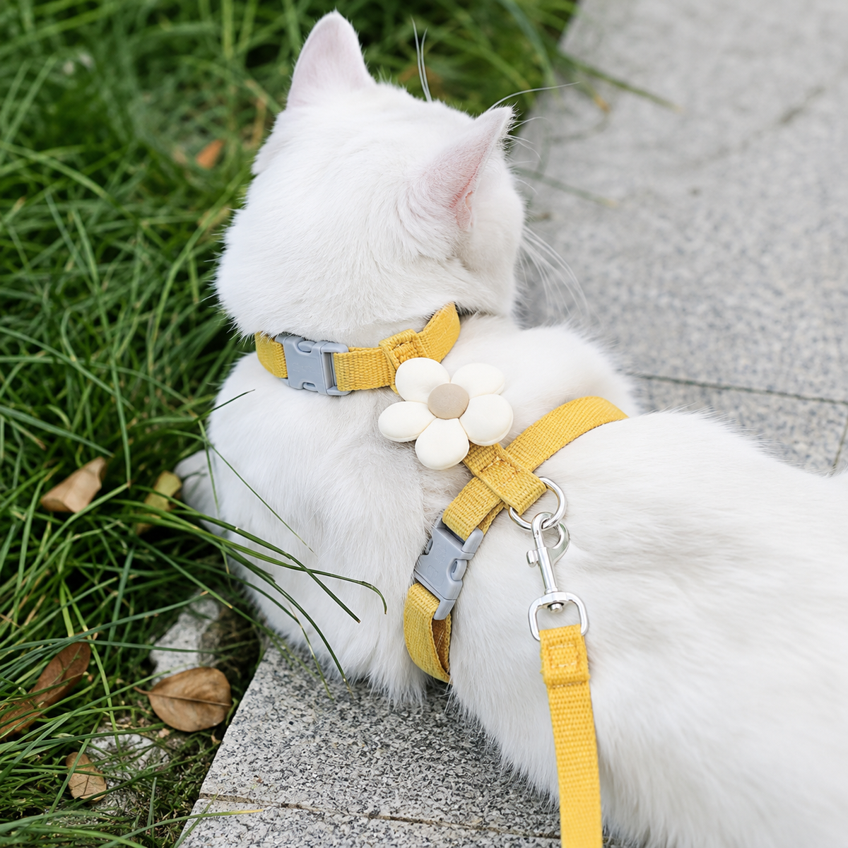 Peitoral Ajustável com Guia Floral para Cães e Gatos Pequenos