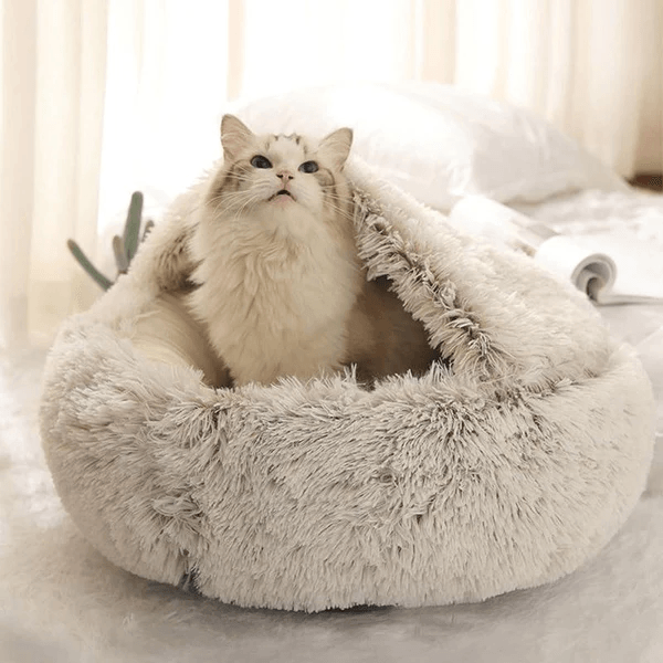 Cama Para Gatos Nuvem Luxury™ Antiansiedade + BRINDE: Bolinha Interativa Inteligente