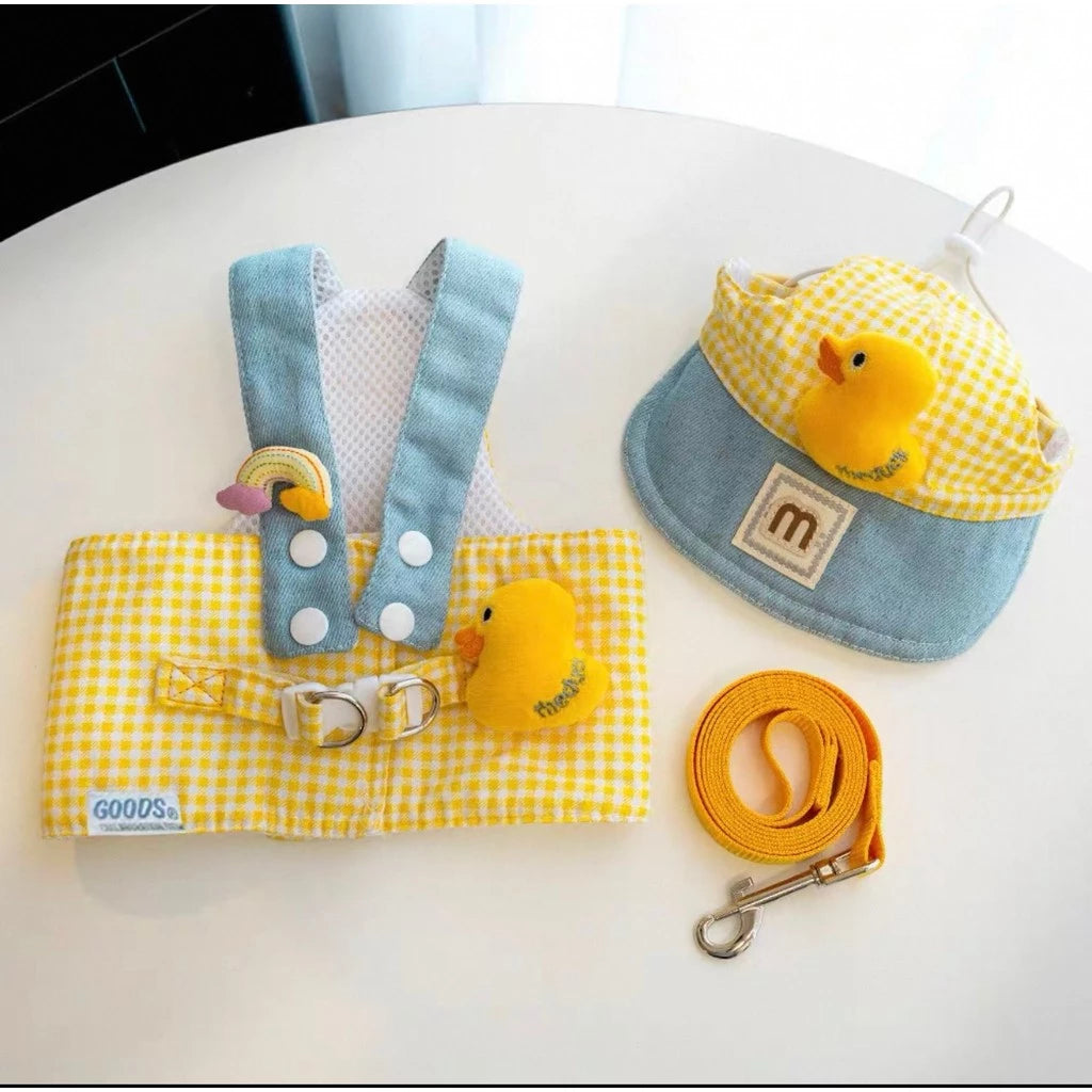 Kit Peitoral com Guia e  Boné para Passeios para Cães e Gatos