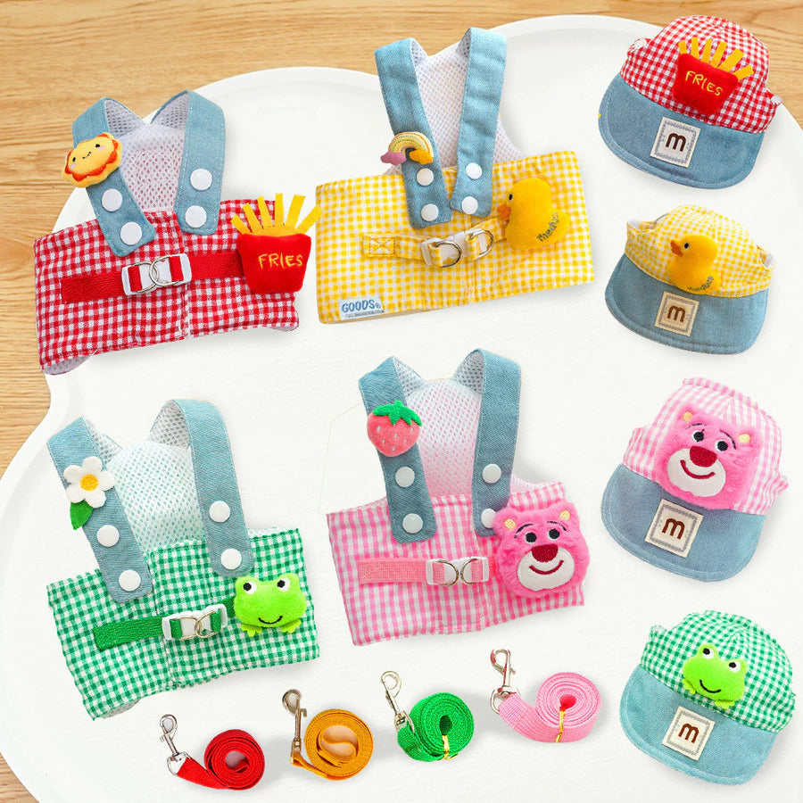 Kit Peitoral com Guia e  Boné para Passeios para Cães e Gatos